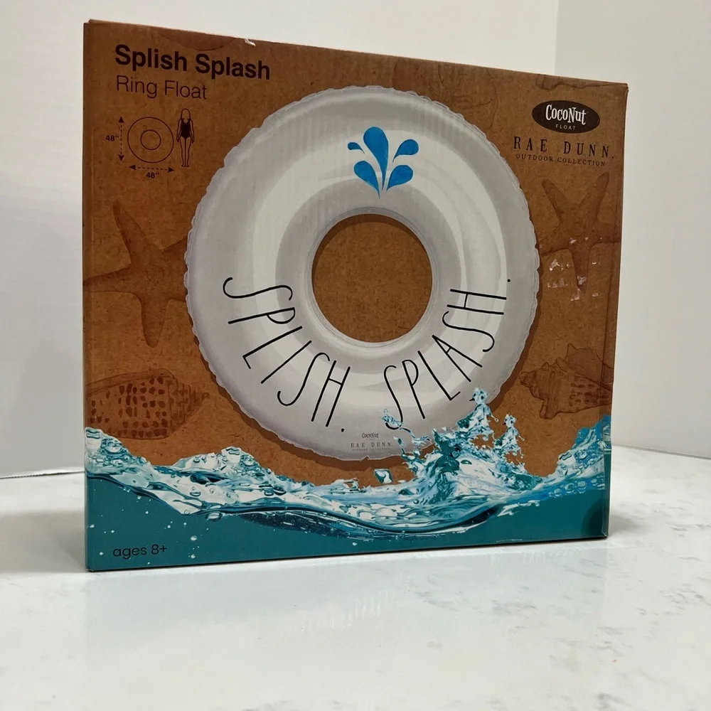 Rae Dunn White Ring Float with Black Text